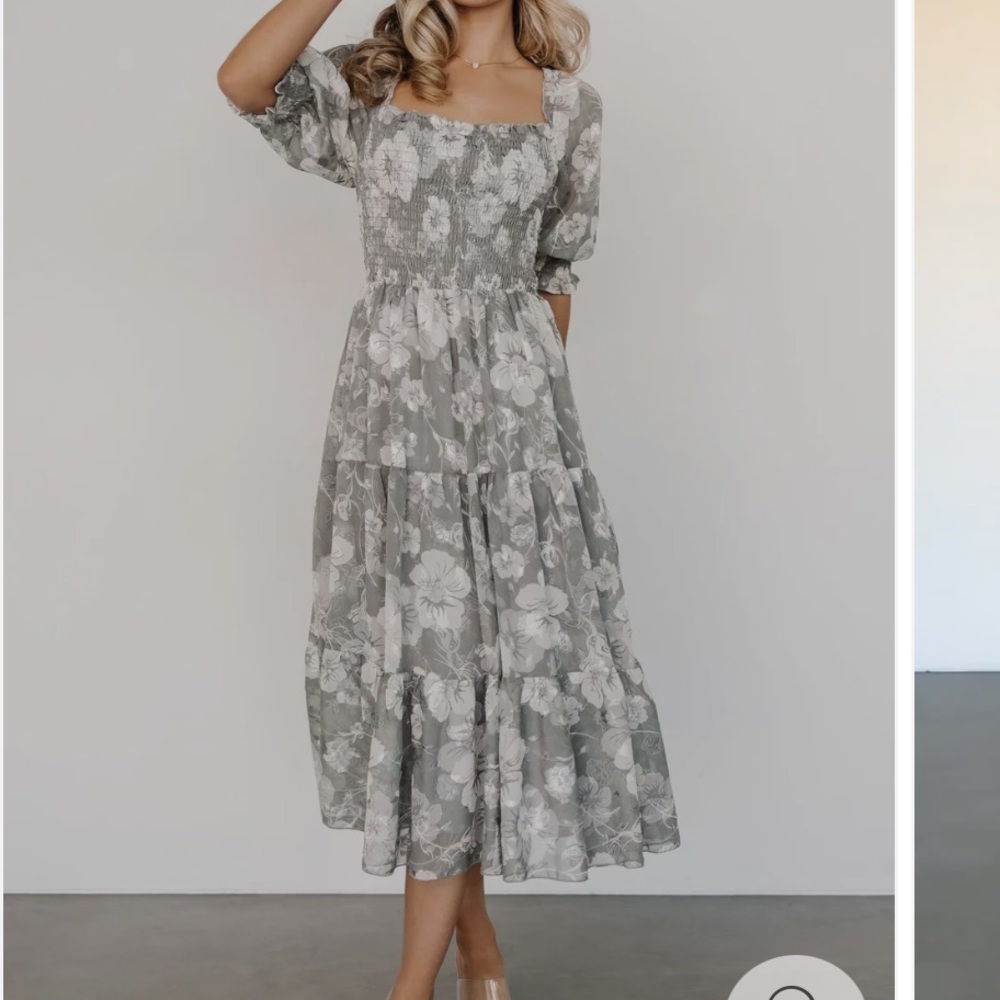 Baltic Born Gray Floral Midi Dress